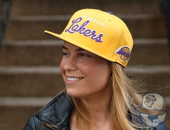 Mitchell & Ness Throwback Script Fitted Hat Lakers