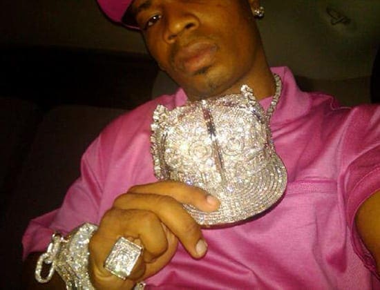 Plies Diamond Encrusted Fitted Baseball Cap Medallion and chain