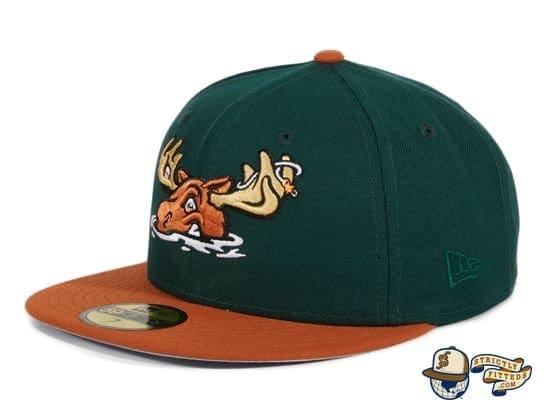 Hat Club Exclusive Missoula Paddleheads Green Burnt Orange 59Fifty Fitted Hat by MiLB x New Era flag side