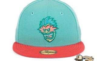 Hat Club Exclusive Tiki Man 2T Mint Infrared Pink 59Fifty Fitted Hat by Ink Park x New Era