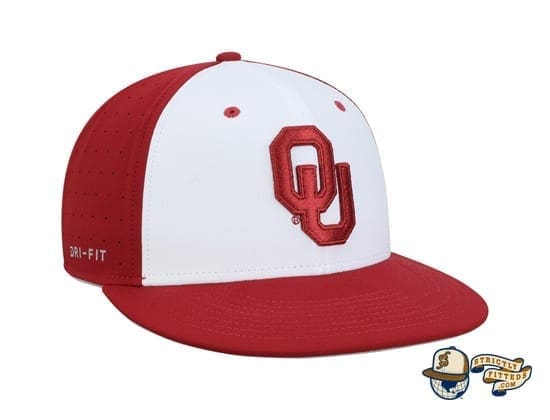 Oklahoma Sooners White Crimson Performance True Fitted Hat by Nike side