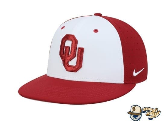 Oklahoma Sooners White Crimson Performance True Fitted Hat by Nike check side