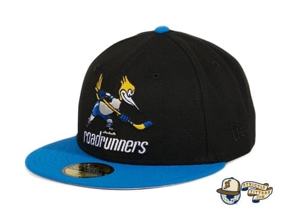 Phoenix Roadrunners 2T Black Light Blue 59Fifty Fitted Hat by New Era flag side