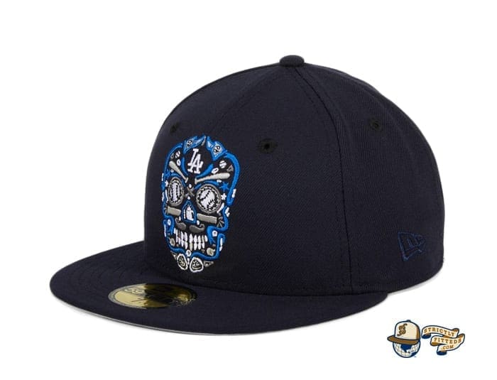 Hat Club Exclusive Sugar Skull 59Fifty Fitted Hat Collection by MLB x New Era flag side dodgers