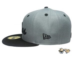 Cursive Charcoal Black 59Fifty Fitted Hat by Leaders1354 x New Era Side