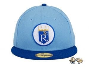 Hat Club Exclusive Kansas City Royals 1971 Logo Light Blue Royal 59Fifty Fitted Hat by MLB x New Era Front
