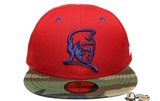 Kamehameha Red Woodland Camo Royal Blue 59Fifty Fitted Cap by Fitted Hawaii x New Era