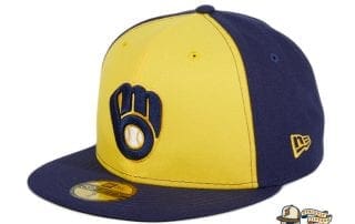 Milwaukee Brewers Alternate Navy Gold 59Fifty Fitted Hat by MLB x New Era