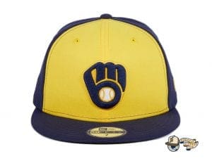 Milwaukee Brewers Alternate Navy Gold 59Fifty Fitted Hat by MLB x New Era Front