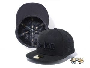 New Era 100th Anniversary Multi Logo Front 59Fifty Fitted Cap by New Era Black