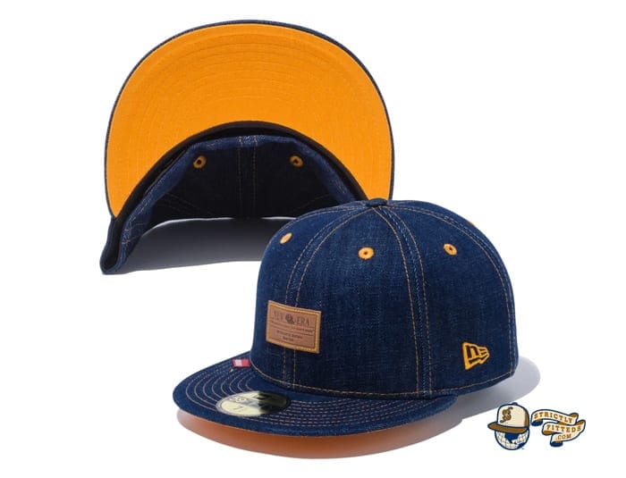 Denim Leather Patch 59Fifty Fitted Cap by New Era