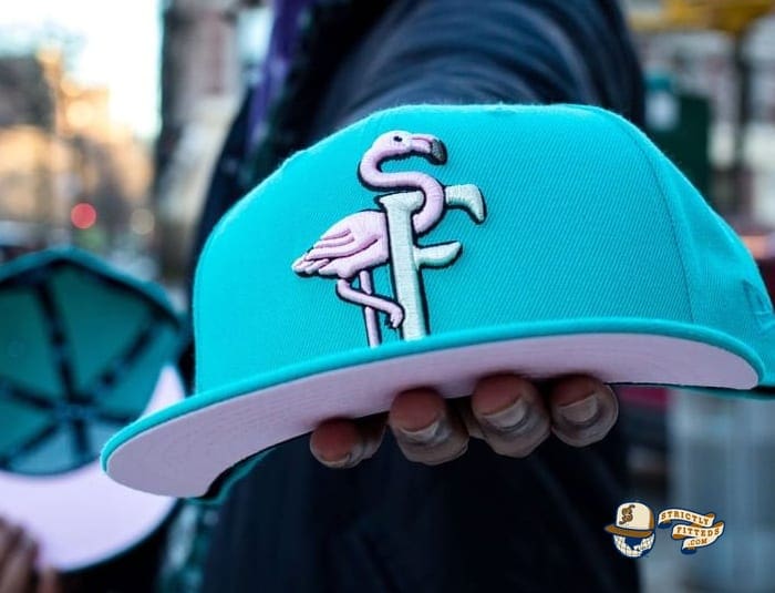 Flamingos Teal Pink 59Fifty Fitted Hat by The Clink Room x New Era