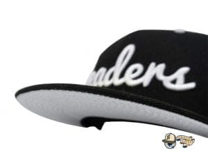 Cursive Black White Silver 59Fifty Fitted Cap by Leaders 1354 x New Era Front