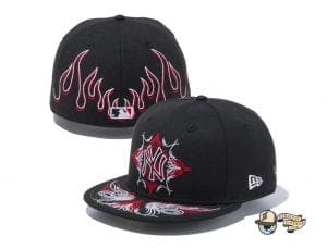 New York Yankees Pinstripes Black Radiant Red 59Fifty Fitted Cap by MLB x New Era