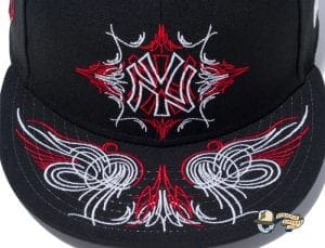 New York Yankees Pinstripes Black Radiant Red 59Fifty Fitted Cap by MLB x New Era Zoom