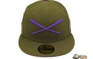 Crossed Bats Logo Olive Canvas 59Fifty Fitted Hat by JustFitteds x New Era