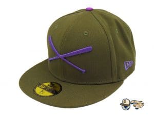 Crossed Bats Logo Olive Canvas 59Fifty Fitted Hat by JustFitteds x New Era Left
