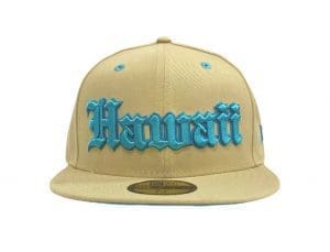Hawaii Vegas Gold Teal 59Fifty Fitted Hat by 808allday x New Era