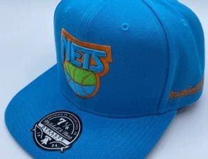 Brooklyn Nets Blue Mystery Van Fitted Hat by NBA x Mitchell And Ness Front