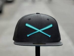 Crossed Bats Logo Black Teal 59Fifty Fitted Hat by JustFitteds x New Era