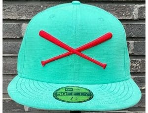 Crossed Bats Logo Teal 59Fifty Fitted Hat by JustFitteds x New Era Front