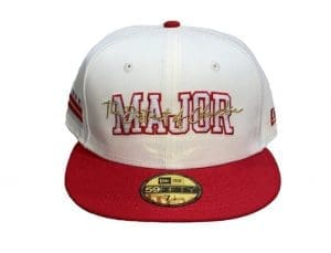 Major Arch TDOC Script Chrome Red 59Fifty Fitted Hat by Major x New Era Front