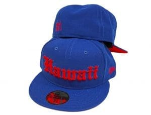 Hawaii Royal Blue Red 59Fifty Fitted Hat by 808allday x New Era Front