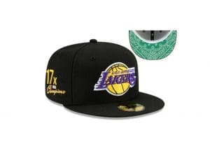 Los Angeles Lakers 17x Champions Black Green Paisley 59Fifty Fitted Hat by NBA x New Era Undervisor