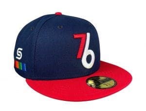 Philadelphia 76ers Spectrum Logo Navy Red 59Fifty Fitted Hat by NBA x New Era