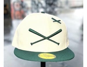 Crossed Bats Logo Chome Green 59Fifty Fitted Hat by JustFitteds x New Era Front