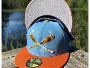 Lake Paddles Sky Blue Burnt Orange 59Fifty Fitted Hat by Noble North x New Era