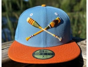 Lake Paddles Sky Blue Burnt Orange 59Fifty Fitted Hat by Noble North x New Era Front