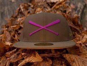 Crossed Bats Logo Purple Chainstitch Walnut Brown 59Fifty Fitted Hat by JustFitteds x New Era