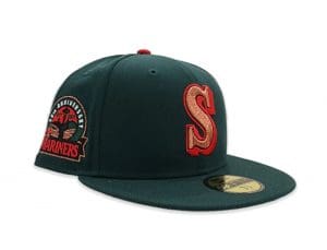 Seattle Mariners 30th Anniversary Dark Green Red 59Fifty Fitted Hat by MLB x New Era Patch