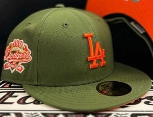 Los Angeles Dodgers 100th Anniversary Rifle Green 59Fifty Fitted Hat by MLB x New Era Right