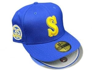Seattle Mariners 35th Anniversary Blue Yellow 59Fifty Fitted Hat by MLB x New Era Front