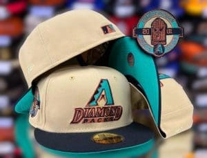 Arizona Diamondbacks 2001 World Series Champs Vegas Gold Black 59Fifty Fitted Hat by MLB x New Era Front