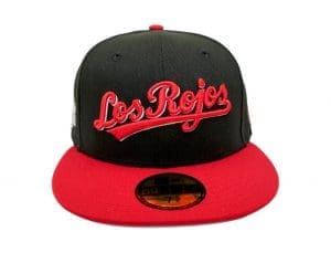 Cincinnati Reds Los Rojos Black Red 59Fifty Fitted Hat by MLB x New Era Front