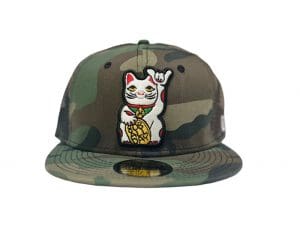 Lucky Cat Woodland Camo 59Fifty Fitted Hat by 808allday x New Era Front