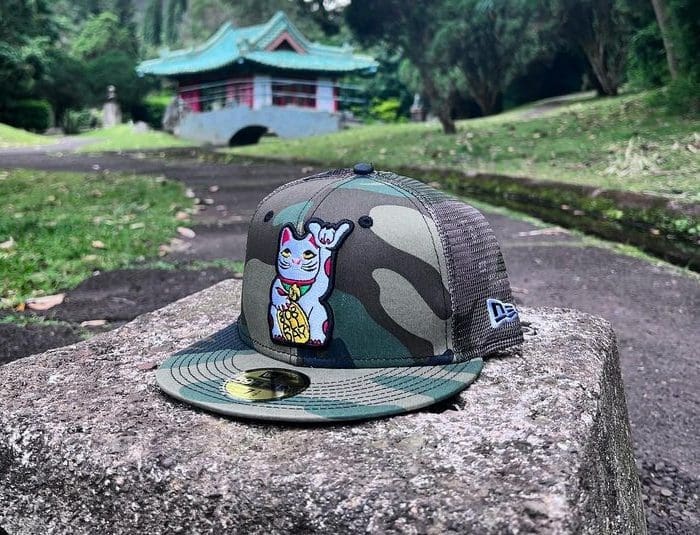 Lucky Cat Woodland Camo 59Fifty Fitted Hat by 808allday x New Era