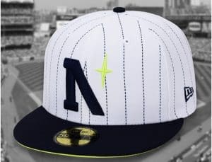 North Star White Navy Pinstripe 59Fifty Fitted Hat by Noble North x New Era Front