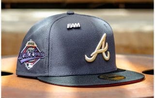 Atlanta Braves 1992 World Series Graphite Black Scarlet 59Fifty Fitted Hat by MLB x New Era