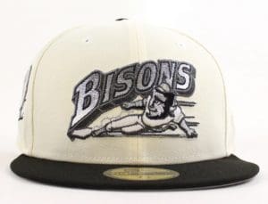 Buffalo Bisons Buffalo B Chrome White Black 59Fifty Fitted Hat by MiLB x New Era Front