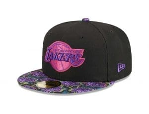 Los Angeles Lakers Dark Fantasy Neon Lotus Flower 59Fifty Fitted Hat by NBA x New Era