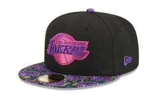Los Angeles Lakers Dark Fantasy Neon Lotus Flower 59Fifty Fitted Hat by NBA x New Era