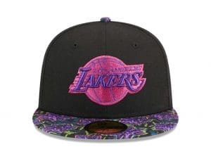 Los Angeles Lakers Dark Fantasy Neon Lotus Flower 59Fifty Fitted Hat by NBA x New Era Front