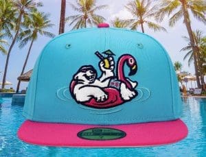 Polar Bear Vacation Vice Blue Beetroot Pink 59Fifty Fitted Hat by Noble North x New Era