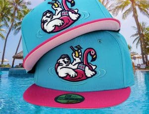 Polar Bear Vacation Vice Blue Beetroot Pink 59Fifty Fitted Hat by Noble North x New Era Front