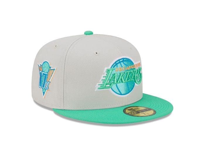 Los Angeles Lakers 17x Cream And Green 59Fifty Fitted Hat by NBA x New Era