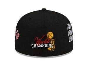 Chicago Bulls 6-Time Champions Black 59Fifty Fitted Hat by NBA x New Era Back